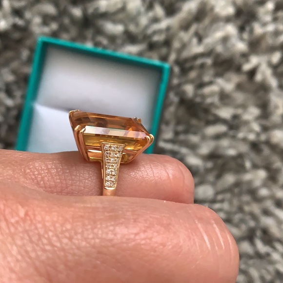 EFFY 14K yellow gold diamond, citrine ring. Size 7 - Picture 6 of 7